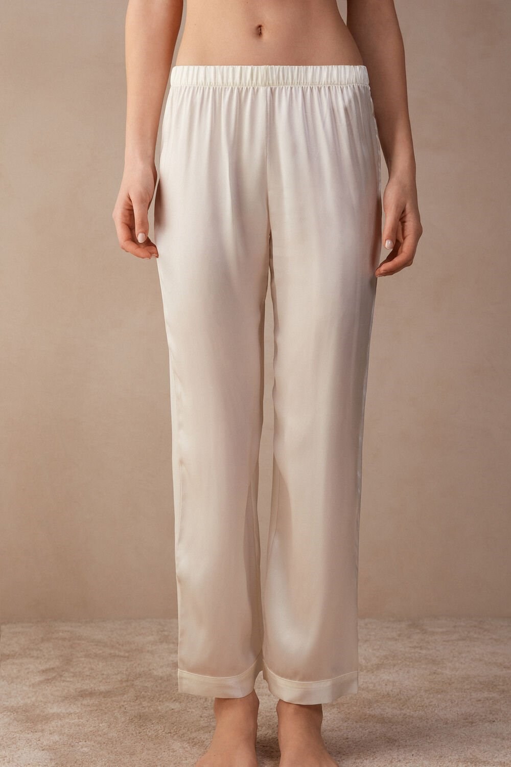 2127 - Talc White Intimissimi Silk Satin Pajama Pants | PCYTM2963