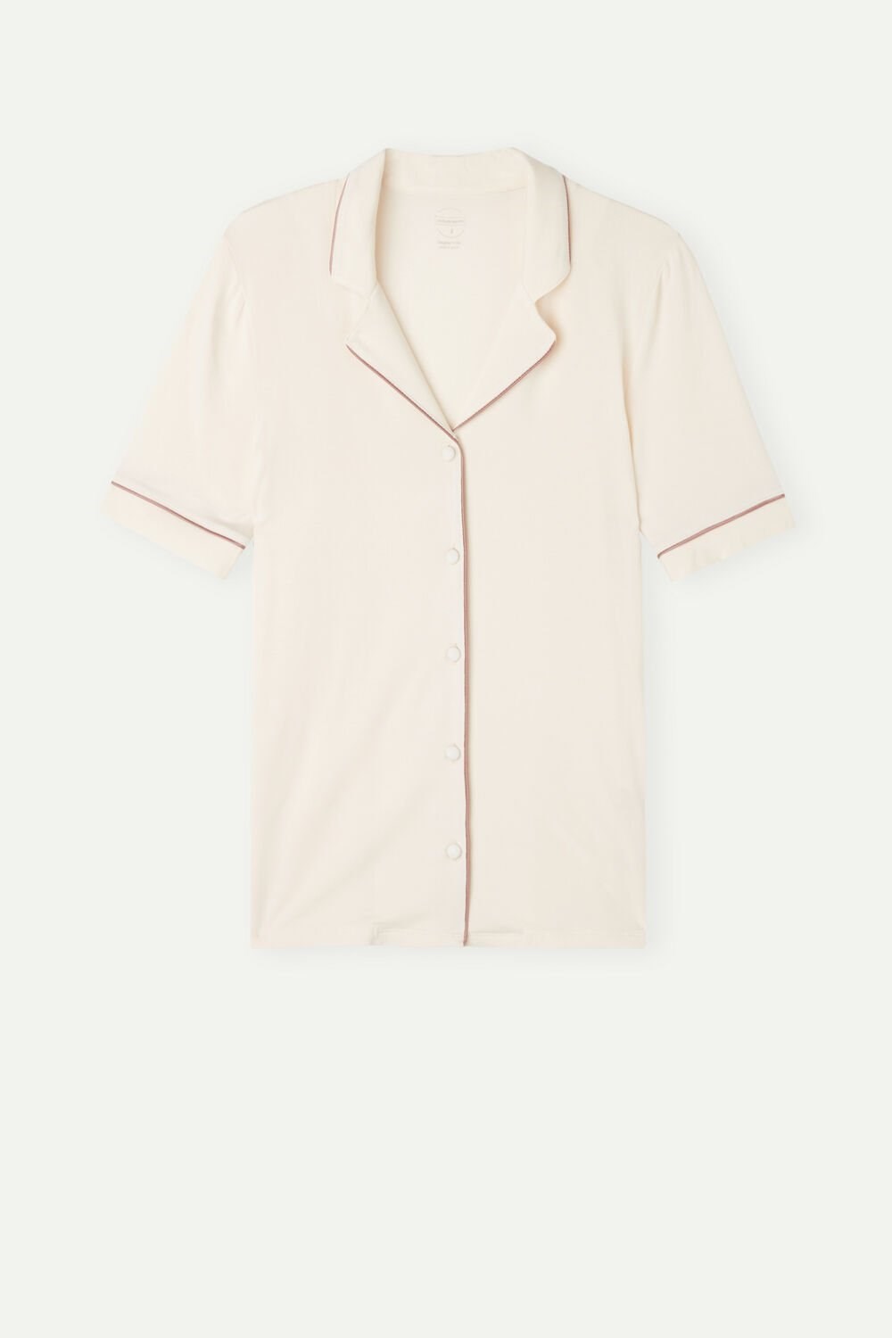 612i - Vanilla Ivory Intimissimi Short Sleeve Button Up Shirt in Modal | BMJIZ8713