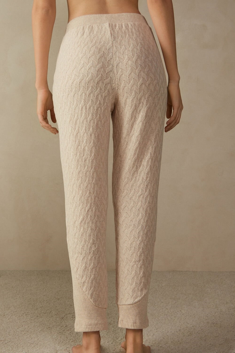 Beige Intimissimi Winter Braid Full Length Cuffed Pants | EXKYC6927