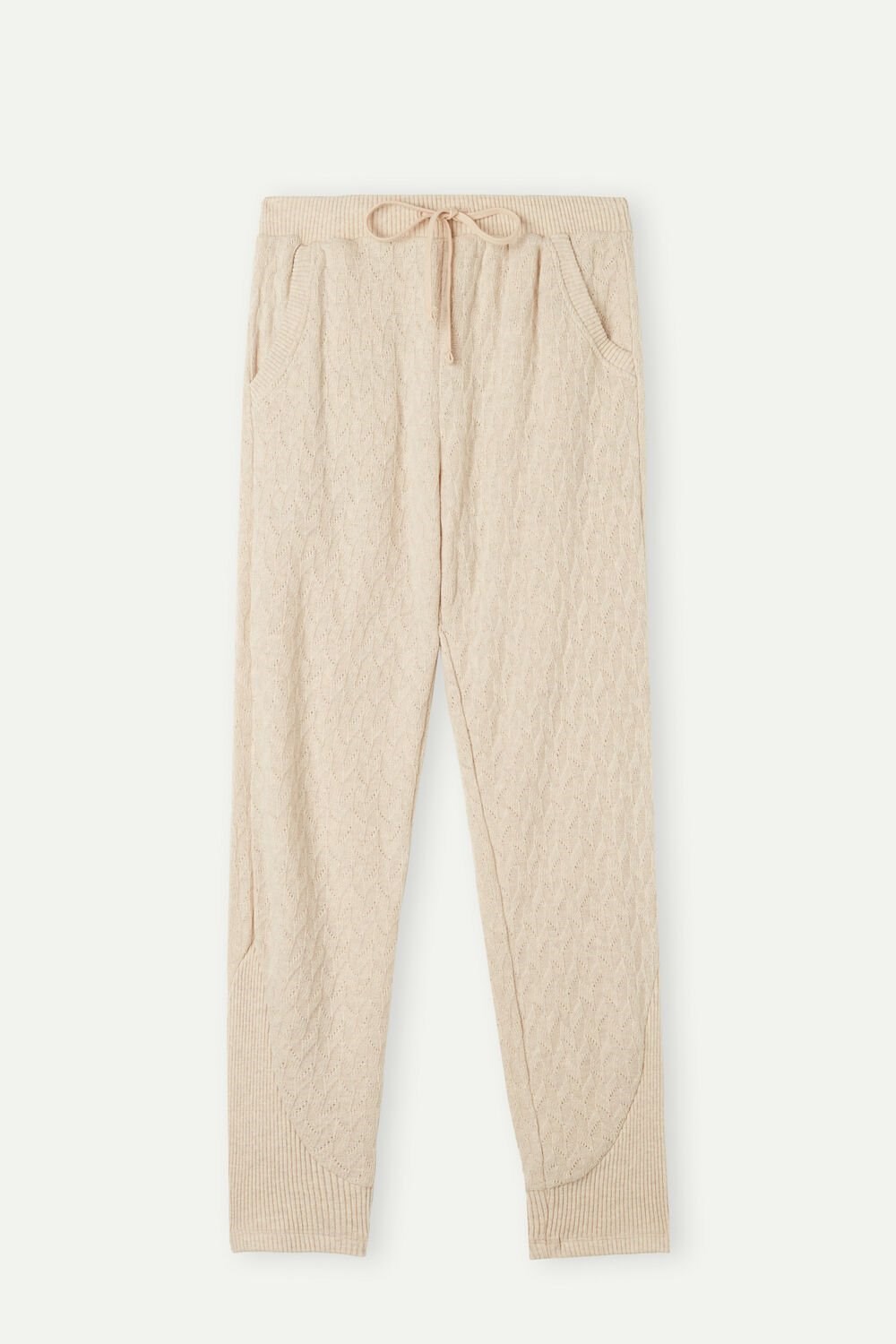 Beige Intimissimi Winter Braid Full Length Cuffed Pants | EXKYC6927