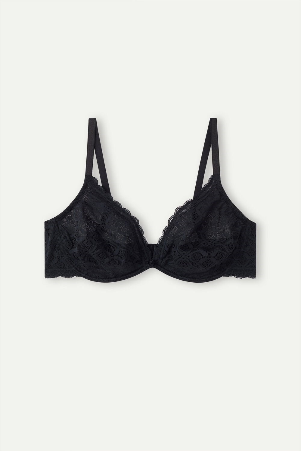 Black - 019 - Black Intimissimi Alessia Balconette Bra in Lace | EINYW6357