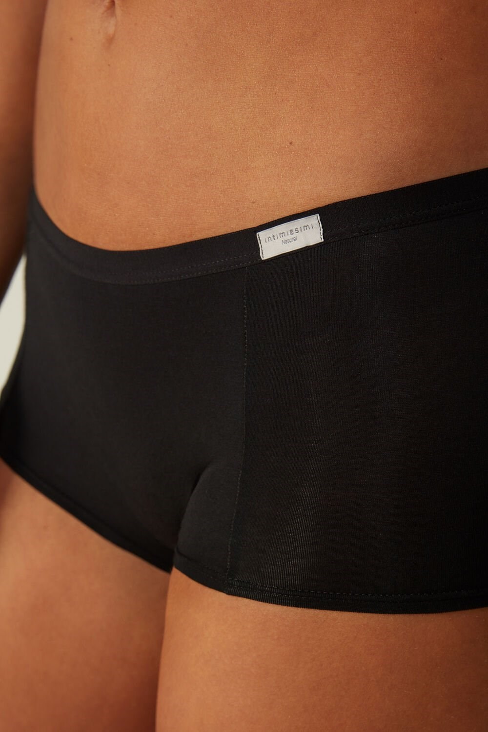 Black - 019 - Black Intimissimi Cotton Boyshorts | CPHOZ4738