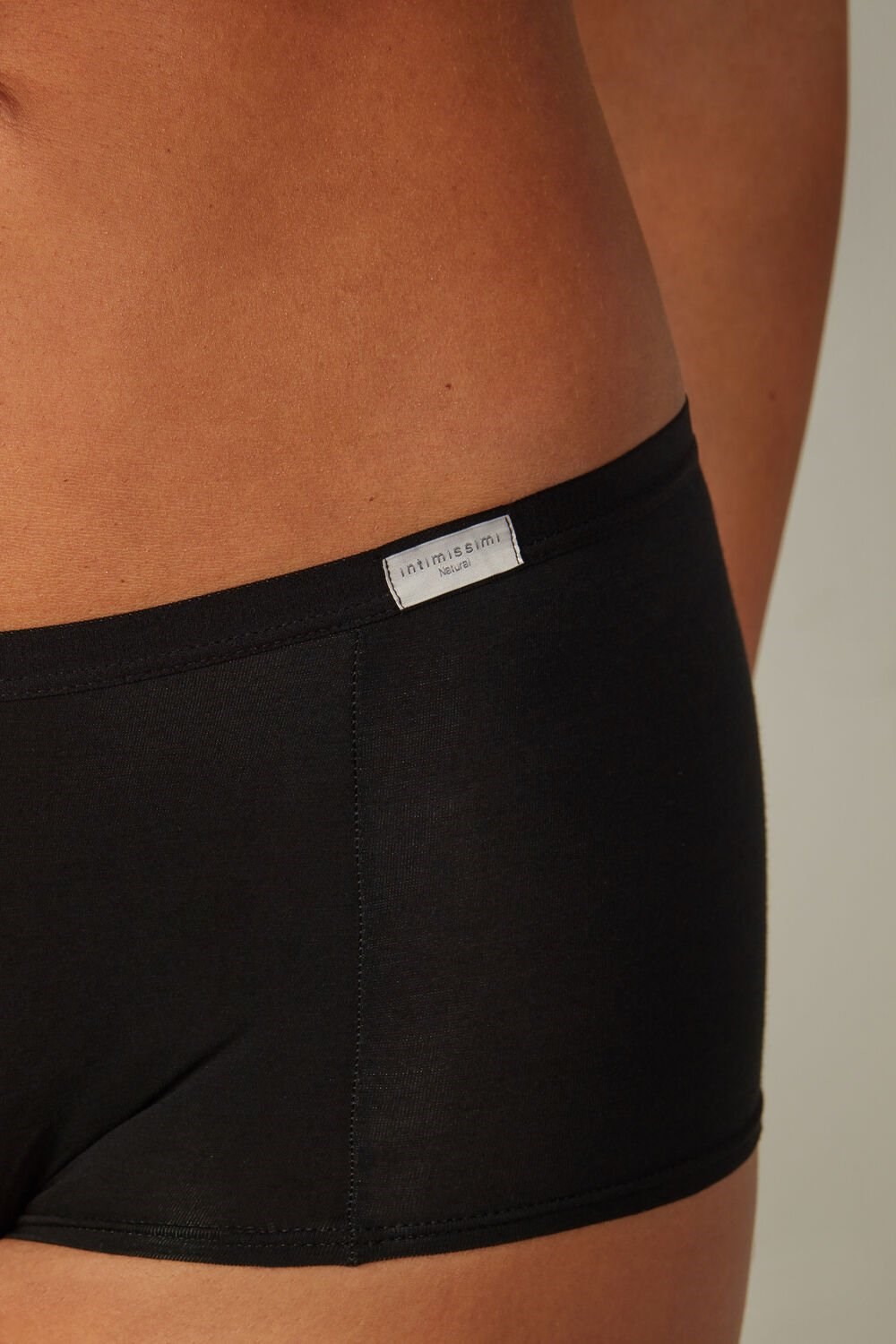 Black - 019 - Black Intimissimi Cotton Boyshorts | CPHOZ4738