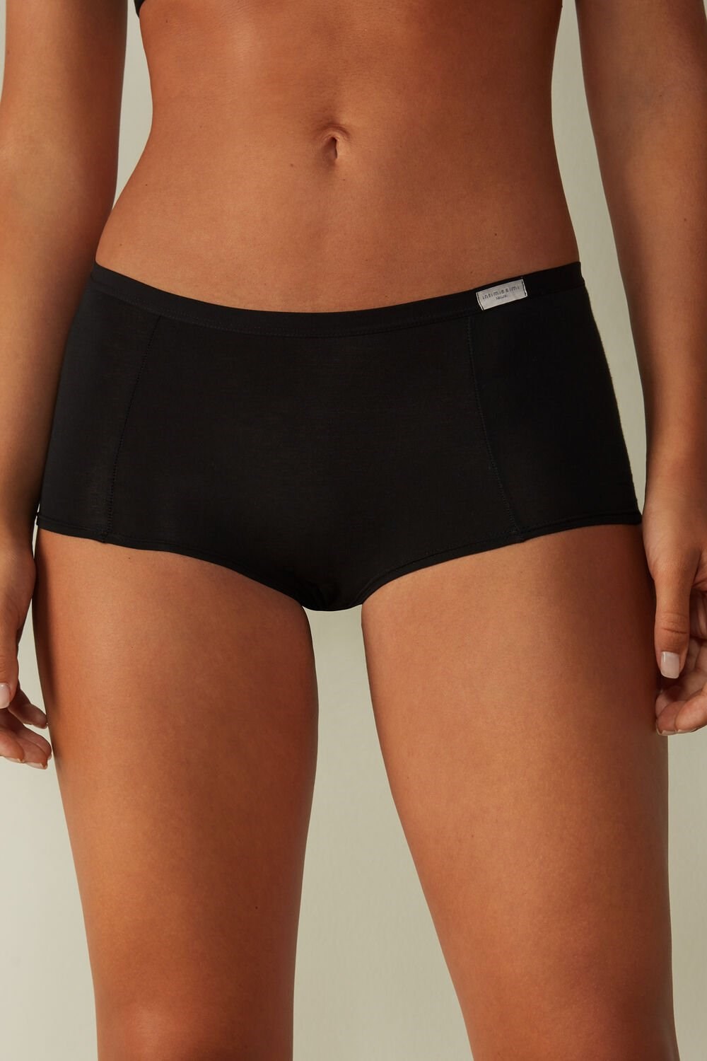 Black - 019 - Black Intimissimi Cotton Boyshorts | CPHOZ4738