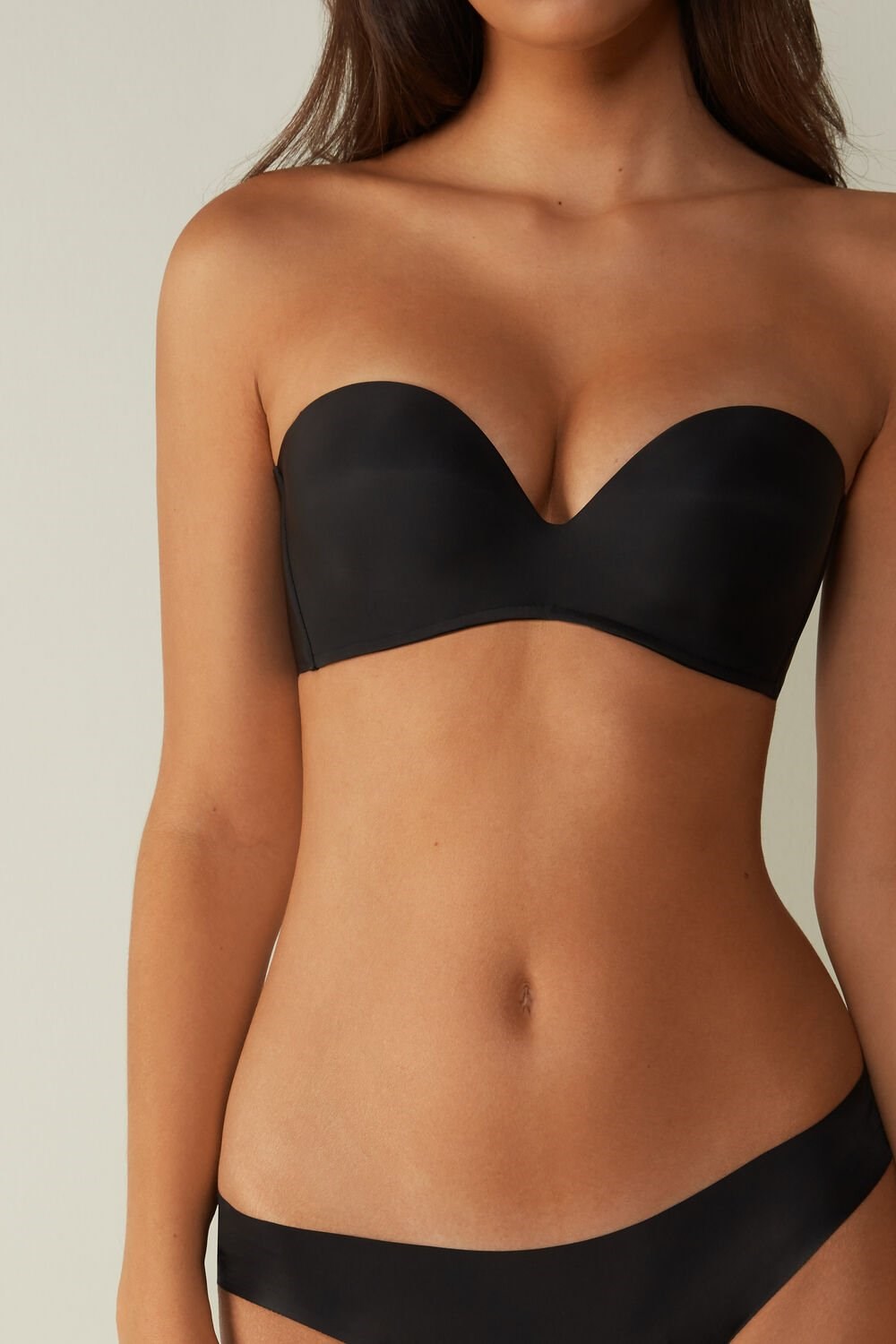 Black - 019 - Black Intimissimi Daila Ultralight Microfiber Bandeau Bra | GWHTO2304