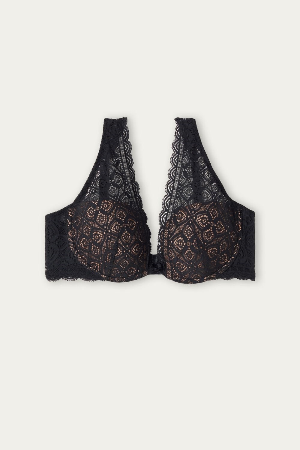 Black - 019 - Black Intimissimi Elena Balconette Bra in Lace | BWGIR2564