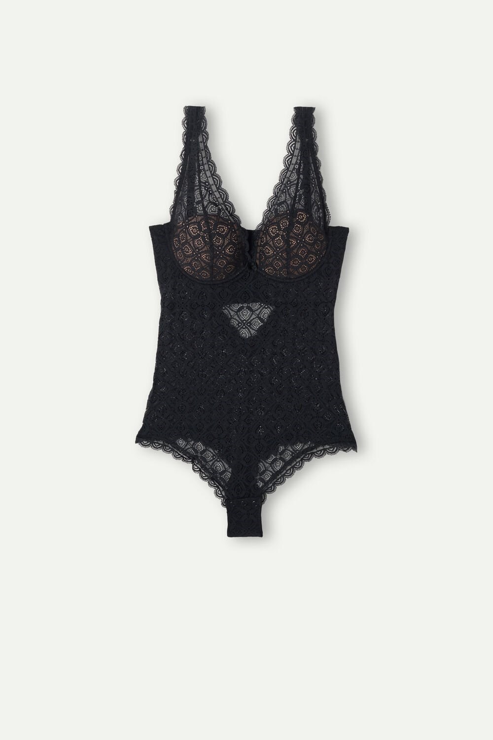 Black - 019 - Black Intimissimi Eleonora Lace Bodysuit | KNAVT7519