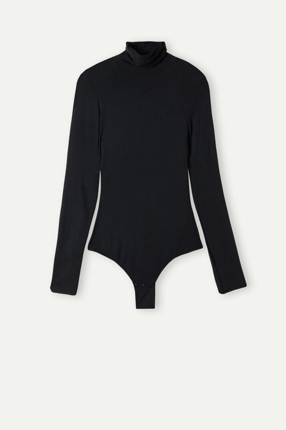 Black - 019 - Black Intimissimi High Collar Bodysuit in Modal Ultralight with Cashmere | FOGXR0237