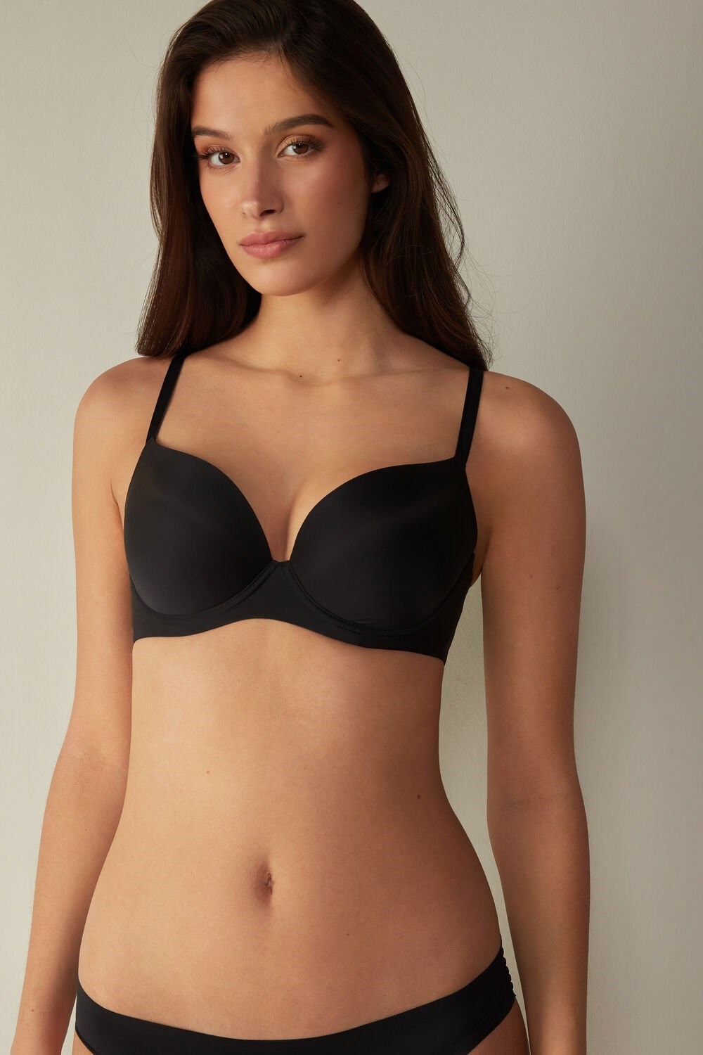 Black - 019 - Black Intimissimi Irina Microfiber Balconette Bra | OWKUZ2387