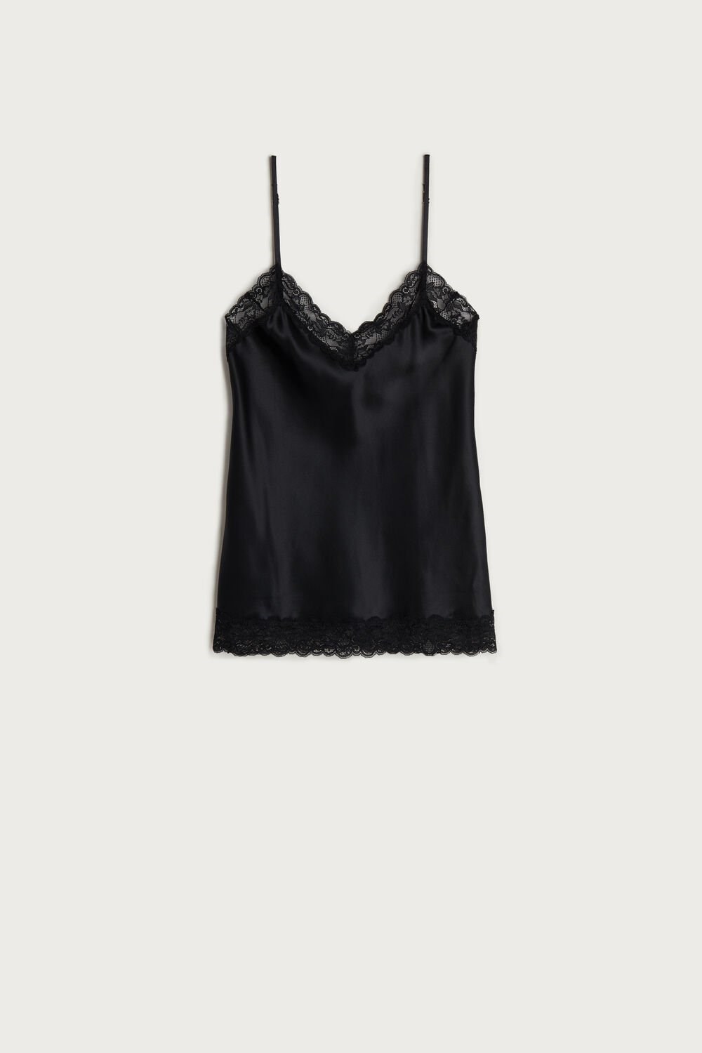 Black - 019 - Black Intimissimi Lace and Silk Top | QVRTU7908