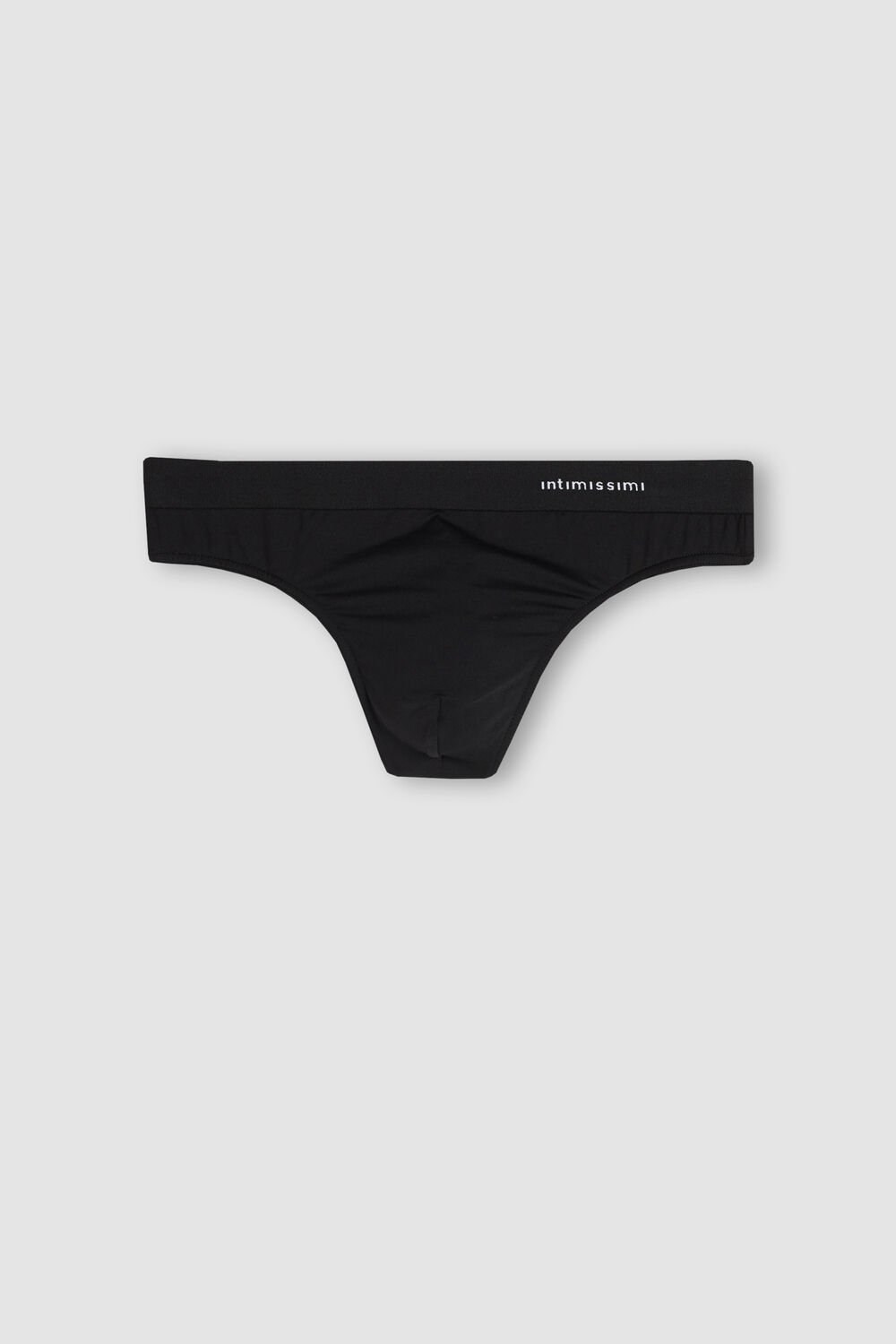 Black - 019 - Black Intimissimi Logo Detailed Microfiber Thong | QIZED6840