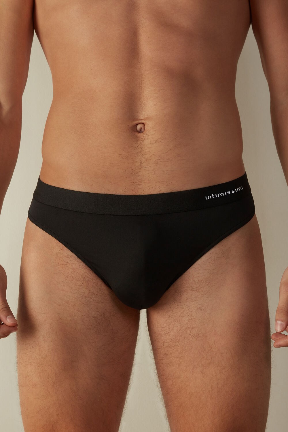 Black - 019 - Black Intimissimi Logo Detailed Microfiber Thong | QIZED6840