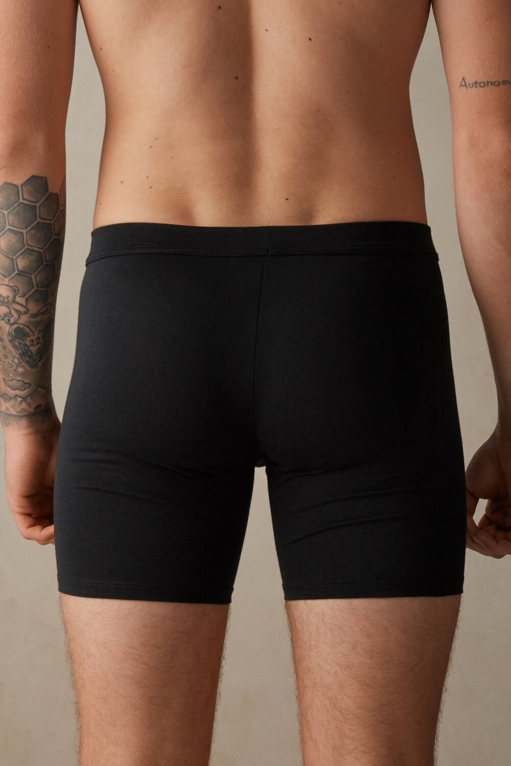 Black - 019 - Black Intimissimi Long Boxers in Stretch Supima® Cotton | HIPXO8346