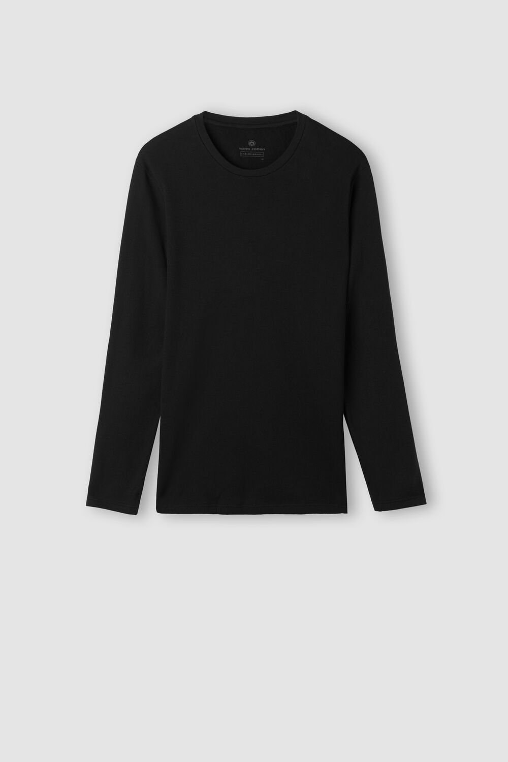 Black - 019 - Black Intimissimi Long Sleeve Top in Warm Cotton | DQFGA1084