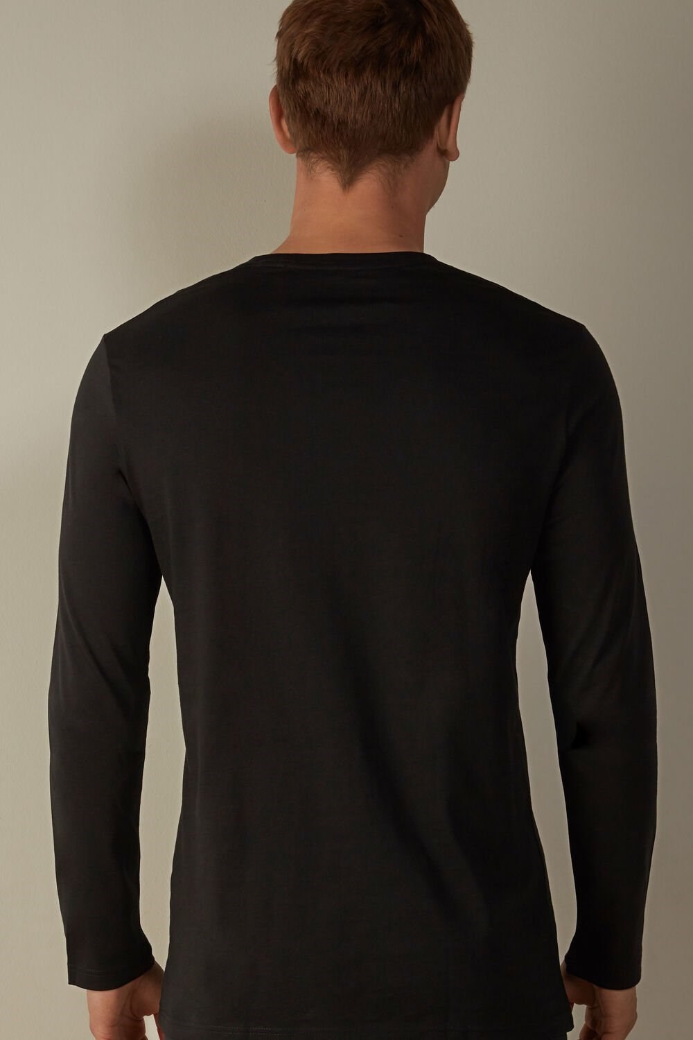 Black - 019 - Black Intimissimi Long-Sleeve Supima® Cotton Top | GFSZE5803