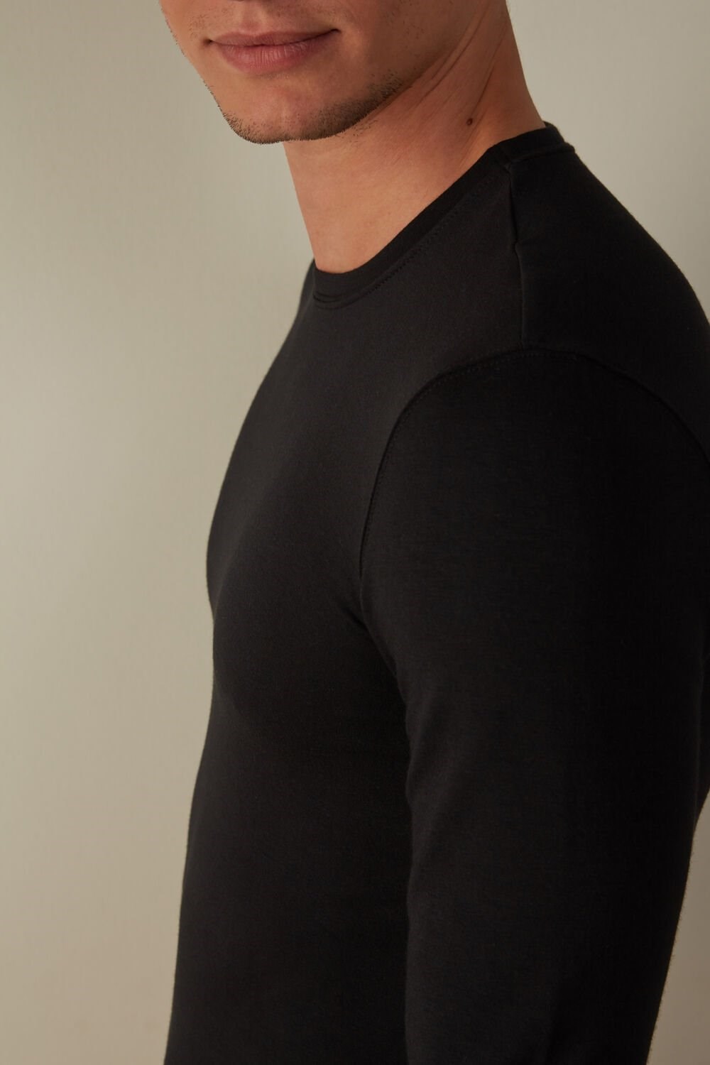 Black - 019 - Black Intimissimi Long-Sleeve Modal-Cashmere Top | GKCIQ5076