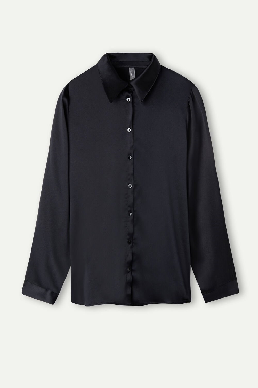 Black - 019 - Black Intimissimi Long Sleeve Silk Shirt | TWIAC1359