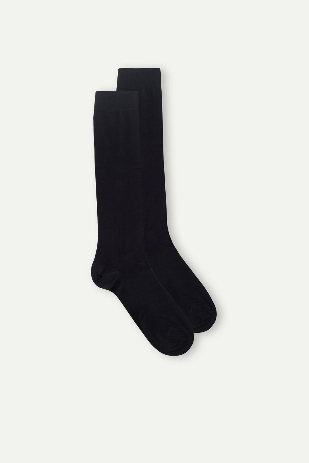 Black - 019 - Black Intimissimi Long Socks in Stretch Supima® Cotton | GBLXM8095