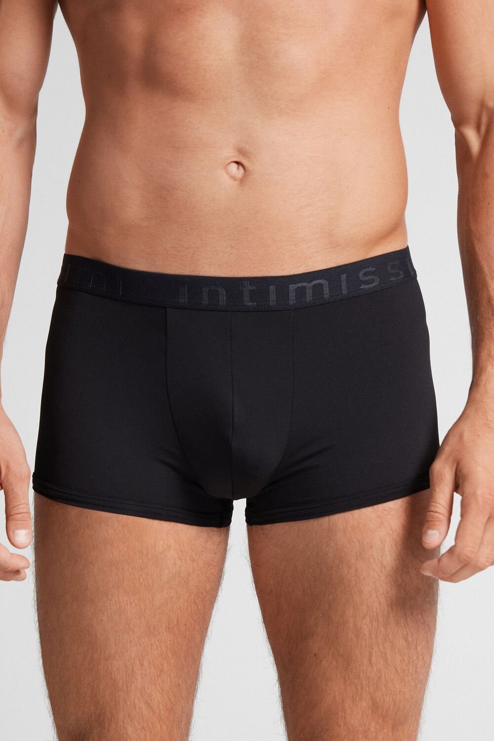 Black - 019 - Black Intimissimi Microfiber Logo Boxer Shorts | CAPJL4378