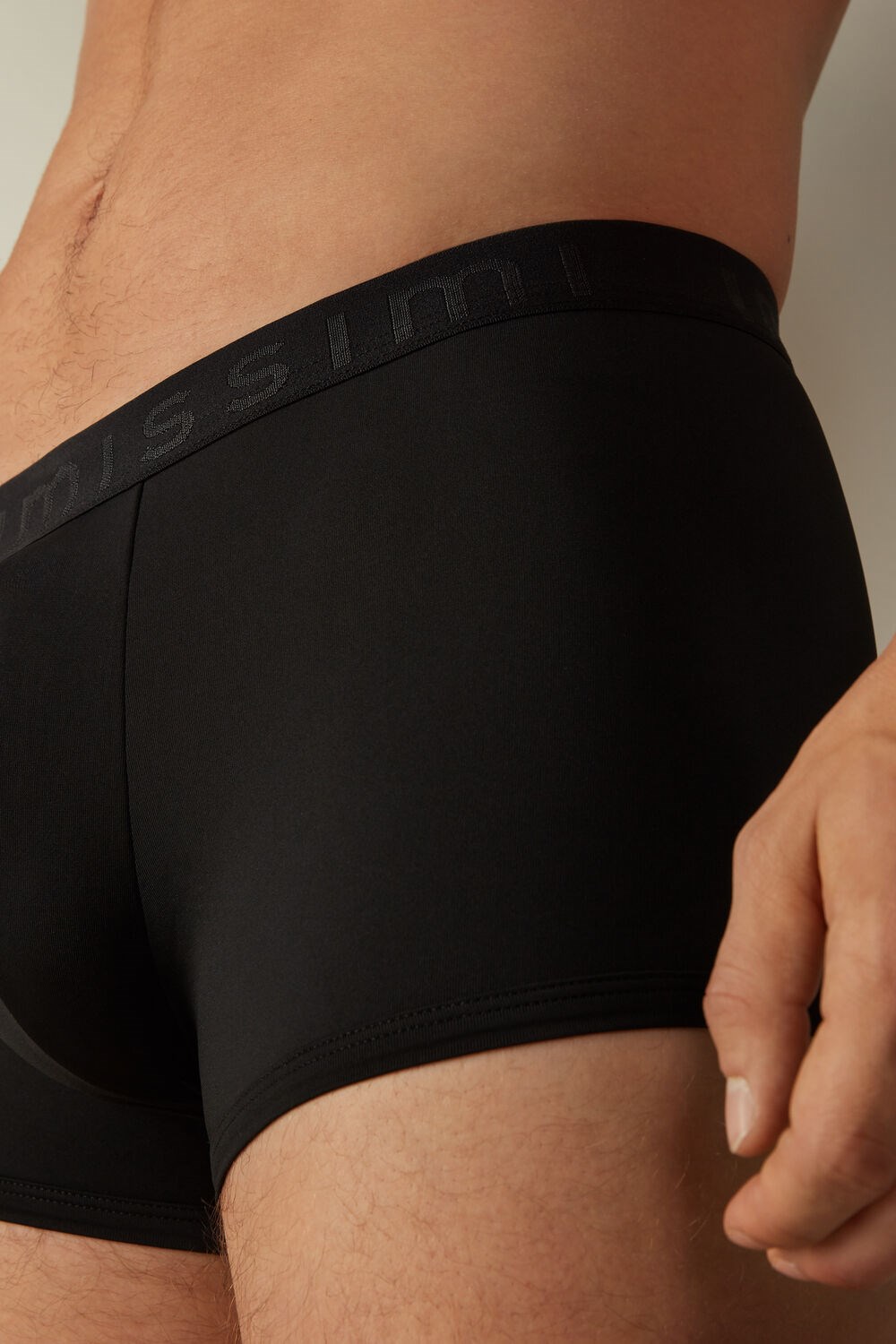 Black - 019 - Black Intimissimi Microfiber Logo Boxer Shorts | CAPJL4378