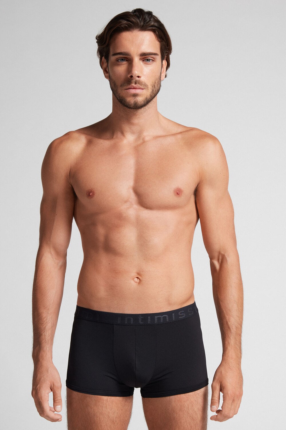 Black - 019 - Black Intimissimi Microfiber Logo Boxer Shorts | CAPJL4378