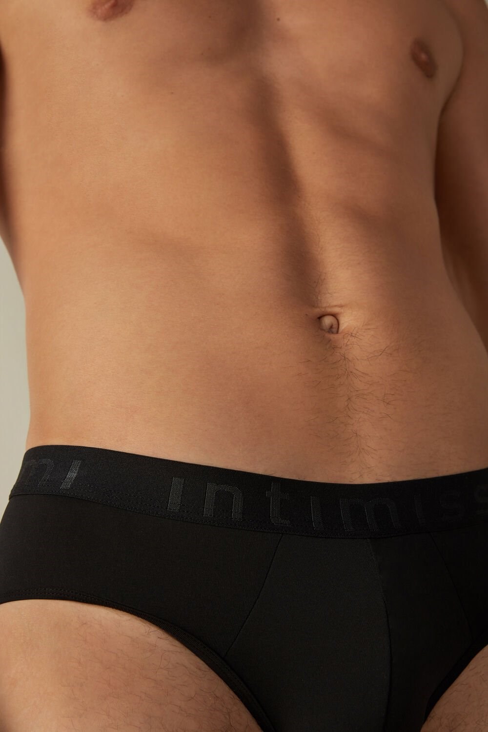 Black - 019 - Black Intimissimi Microfiber Briefs with Logo Detail | UPVQH2954