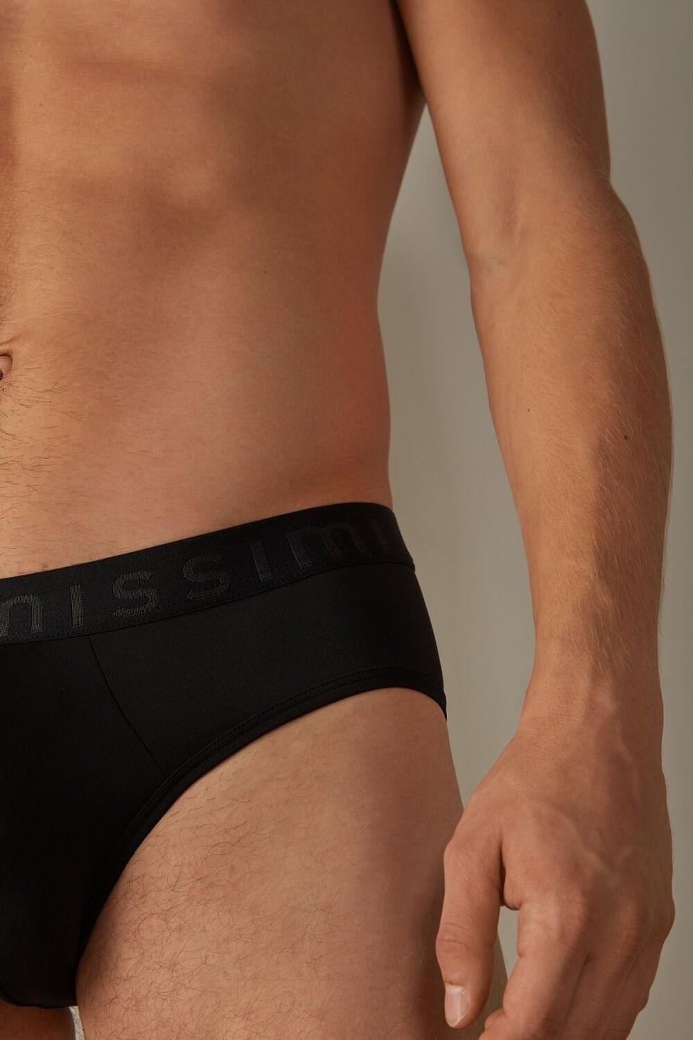 Black - 019 - Black Intimissimi Microfiber Briefs with Logo Detail | UPVQH2954