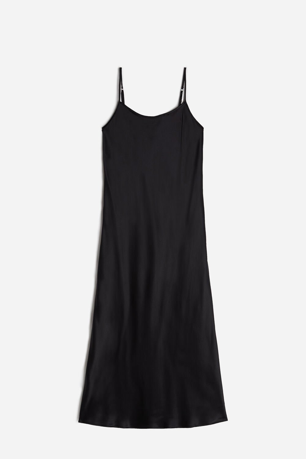 Black - 019 - Black Intimissimi Midi-Length Slip in Silk | ZBDWX9517