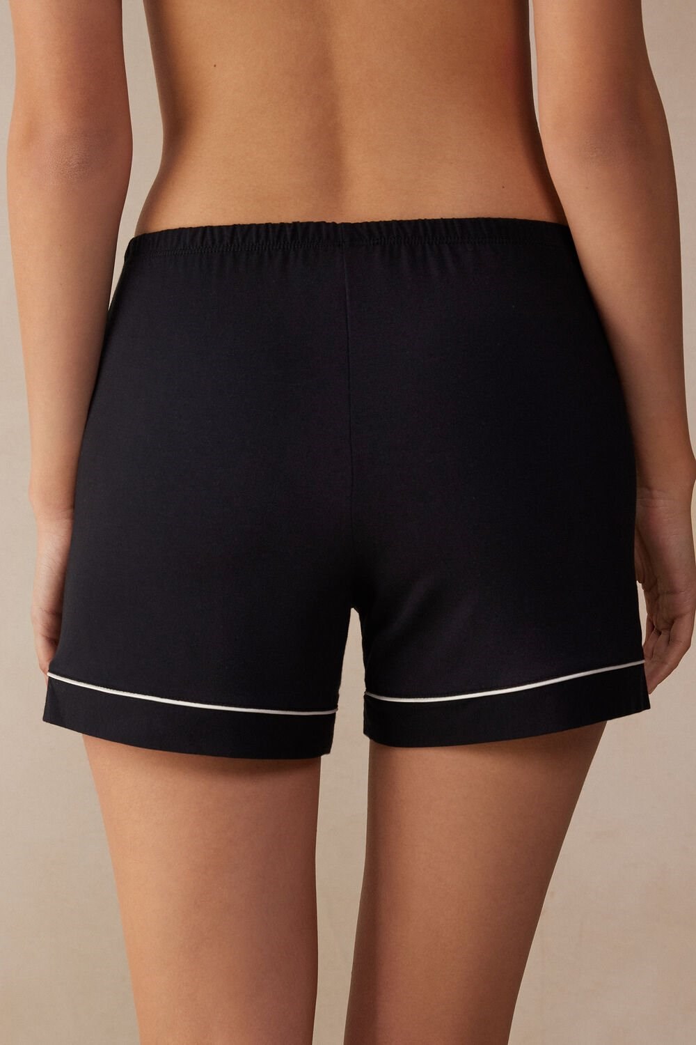 Black - 019 - Black Intimissimi Modal Shorts with Contrast Trim | ISPNZ1953