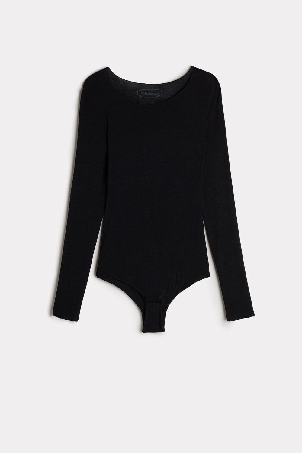 Black - 019 - Black Intimissimi Modal and Cashmere Long-Sleeve Bodysuit | FVBOH3928