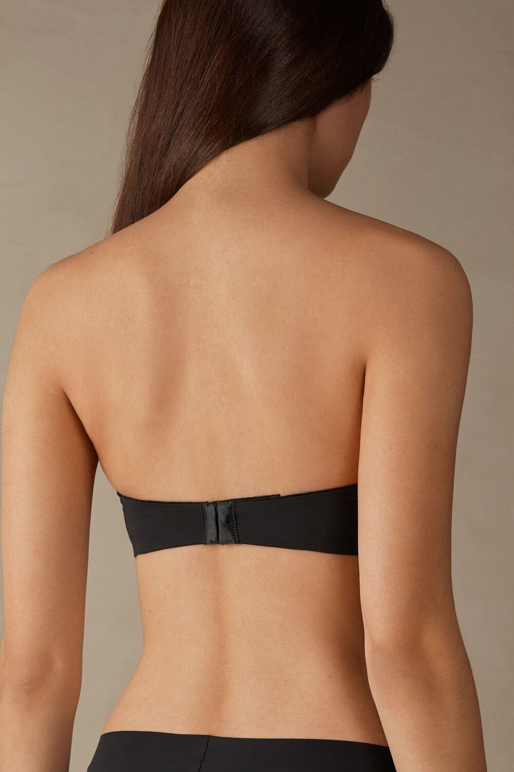 Black - 019 - Black Intimissimi Monica Bandeau Bra in Ultralight Microfiber | IVNDR2608