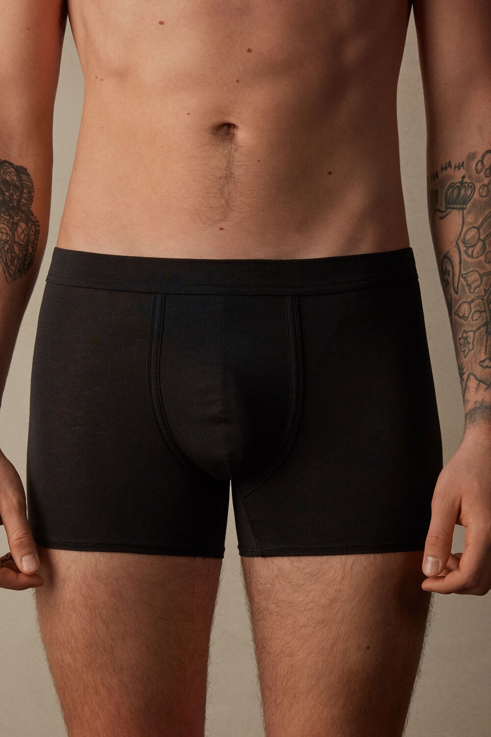 Black - 019 - Black Intimissimi Natural Fresh Supima® Cotton Boxers | RCNDE2034