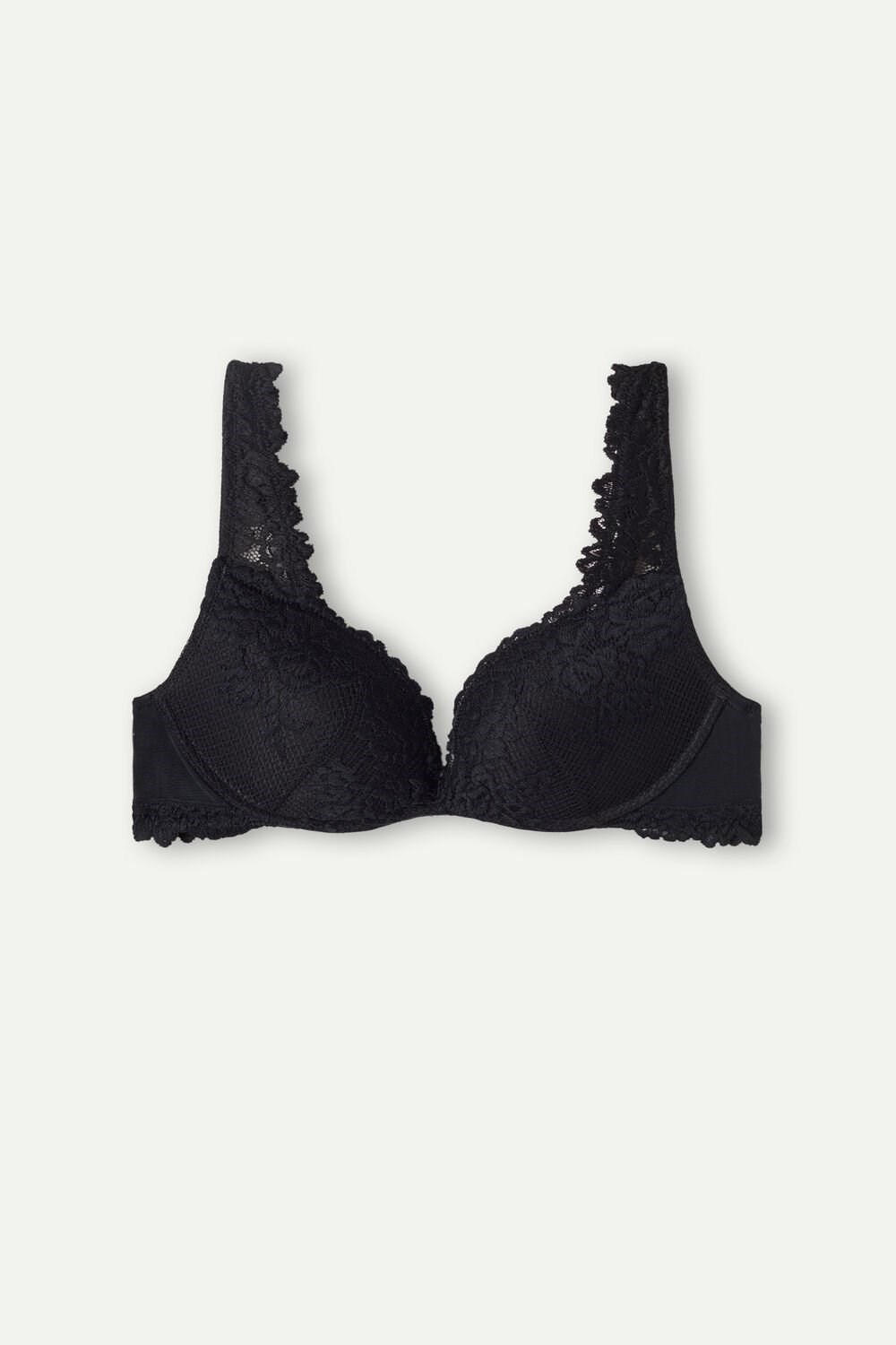 Black - 019 - Black Intimissimi Pretty Flowers Gioia Super Push-up Bra | FRTLQ5489