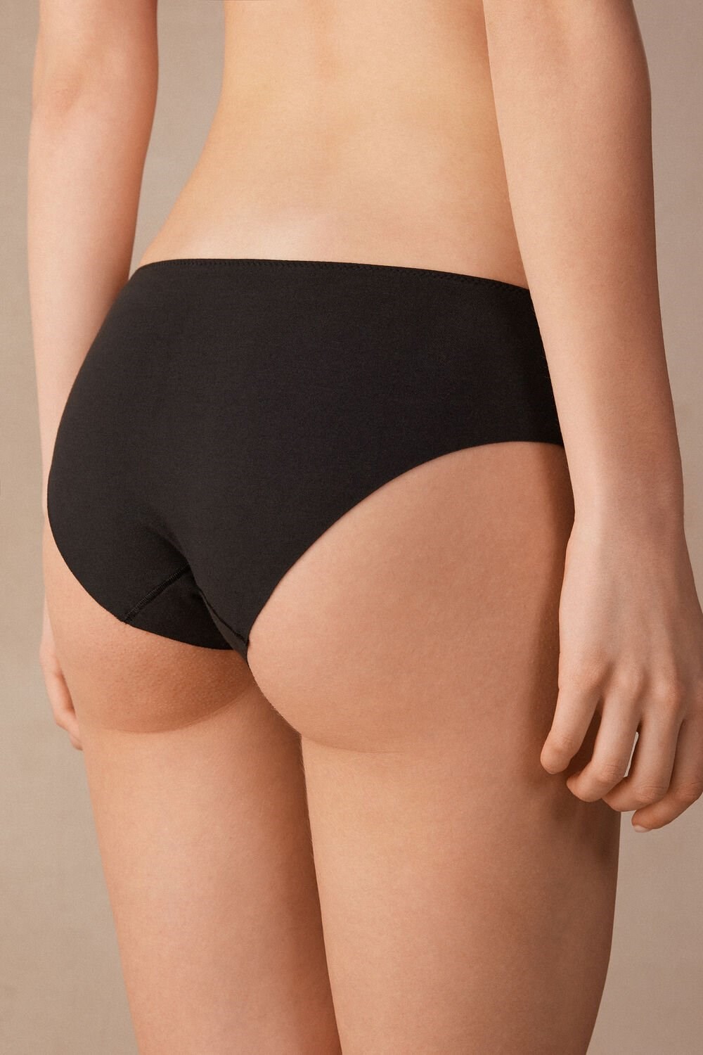 Black - 019 - Black Intimissimi Pretty Flowers Seamless Cotton Panties | RZPNM8720