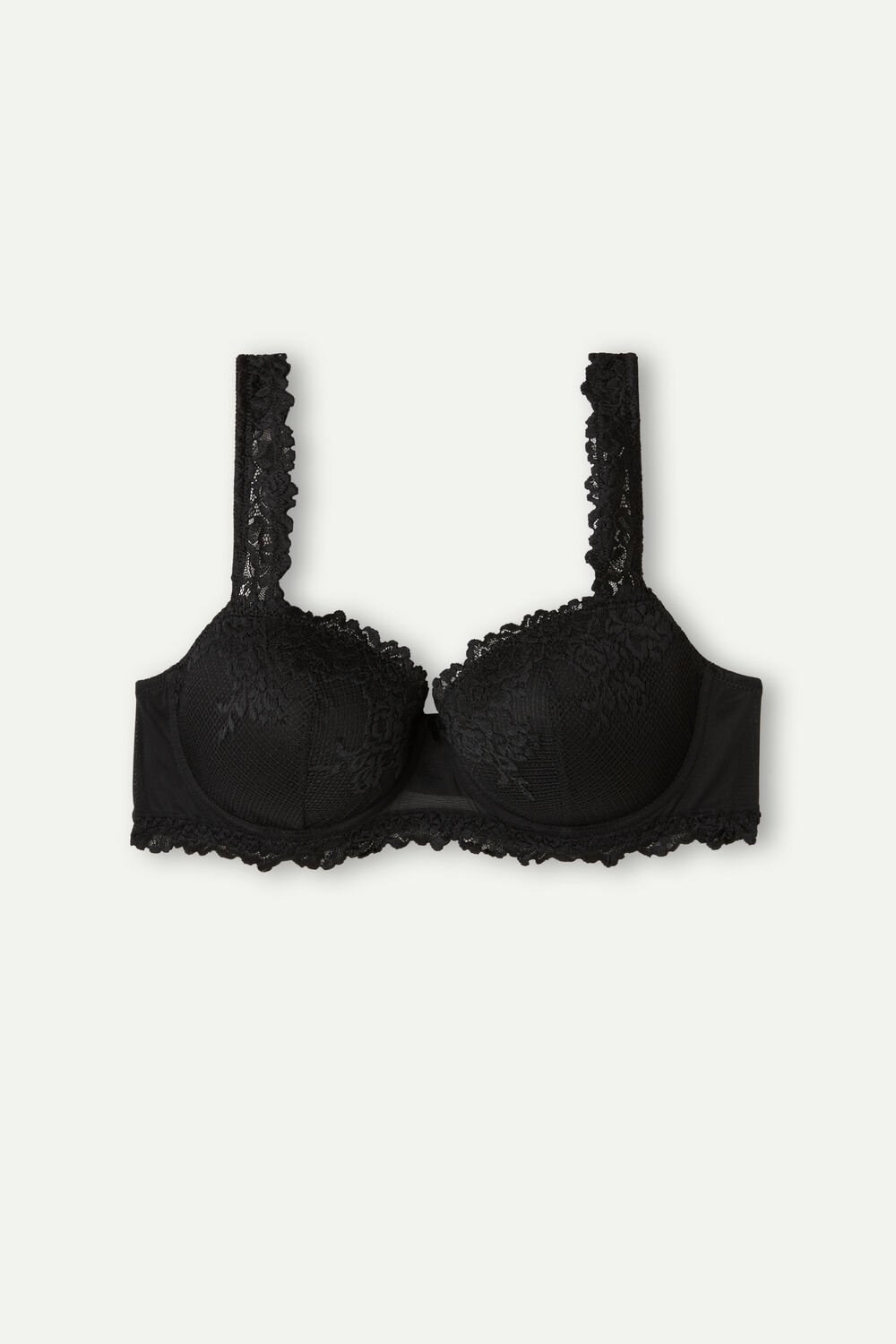 Black - 019 - Black Intimissimi Pretty Flowers Sofia Balconette Bra | YXUCW4369