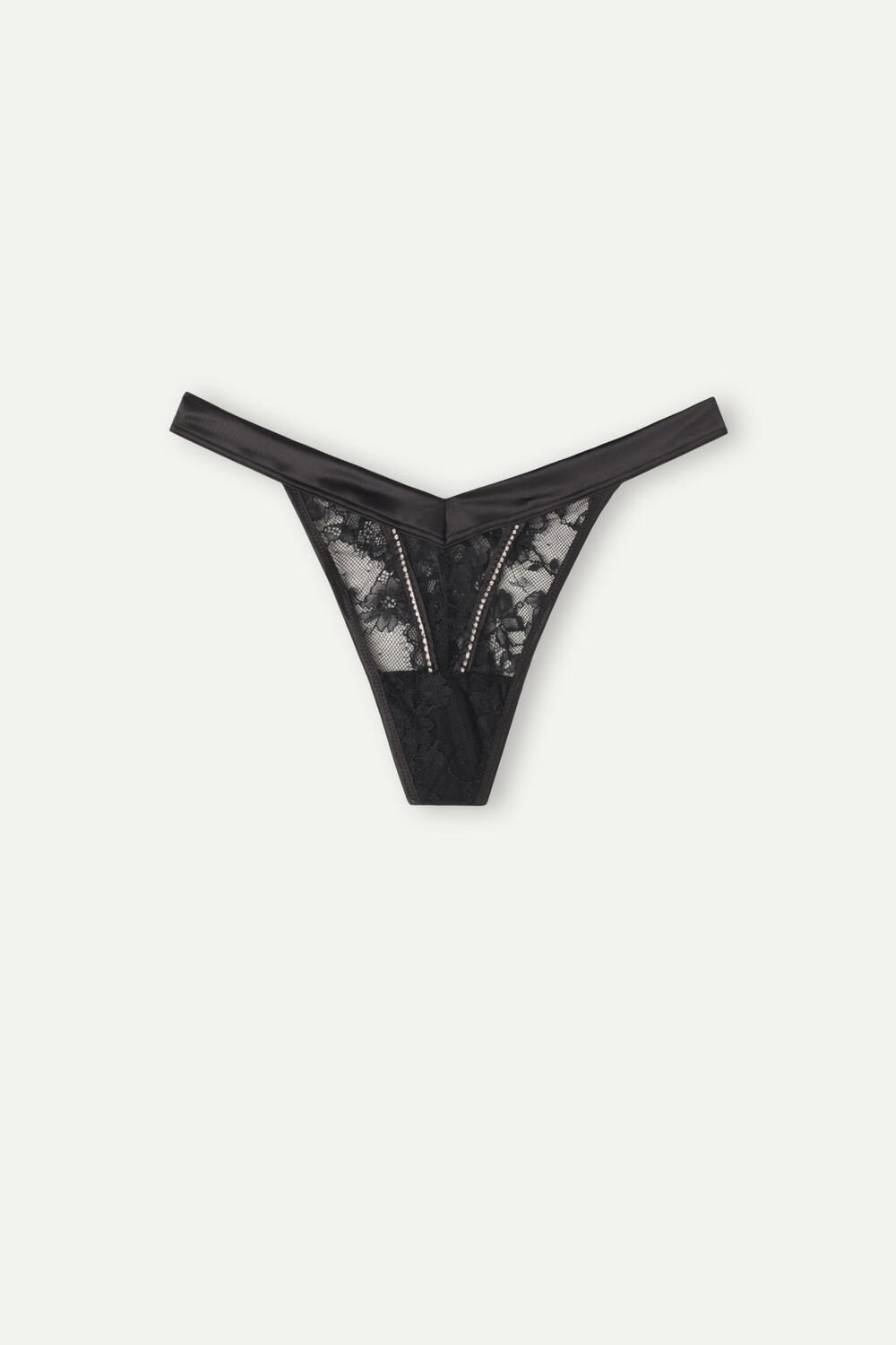 Black - 019 - Black Intimissimi Shine High Like Stars ‘80s Style Thong | MUNPD5491