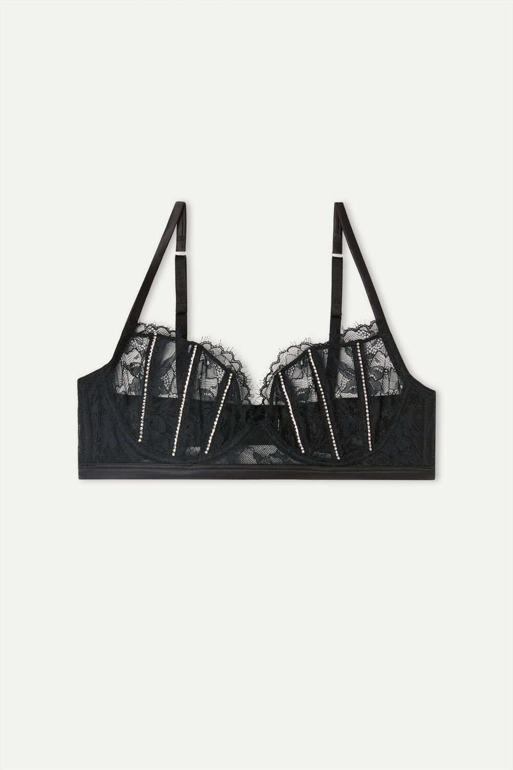 Black - 019 - Black Intimissimi Shine High Like Stars Balconette Bra | NLUKW8253