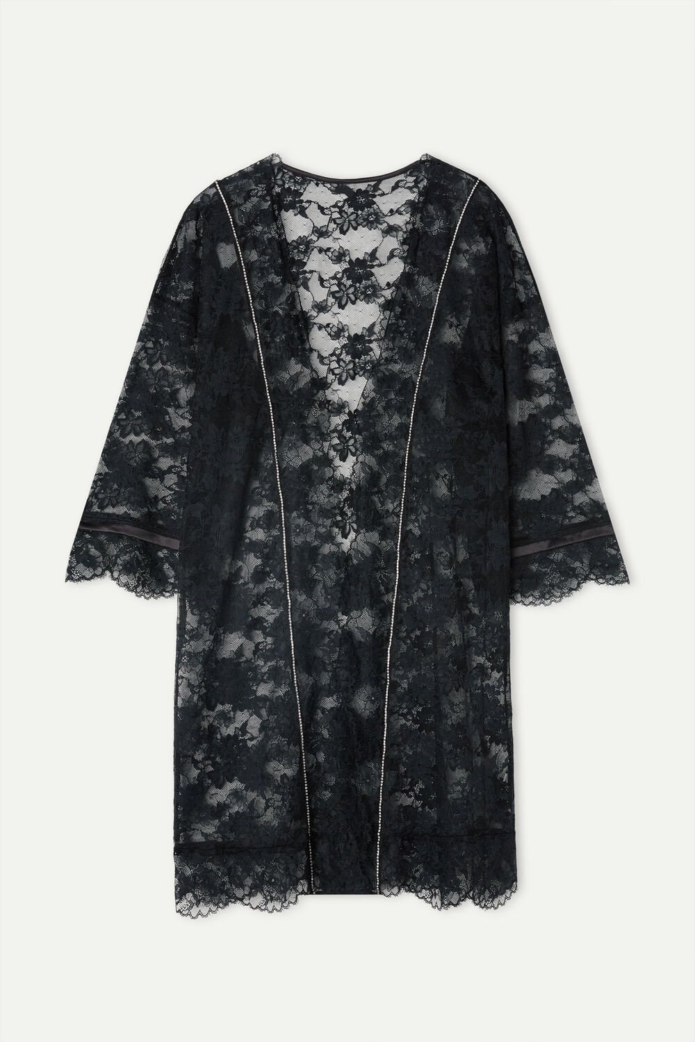 Black - 019 - Black Intimissimi Shine High Like Stars Lace Kimono | NTPCH7932