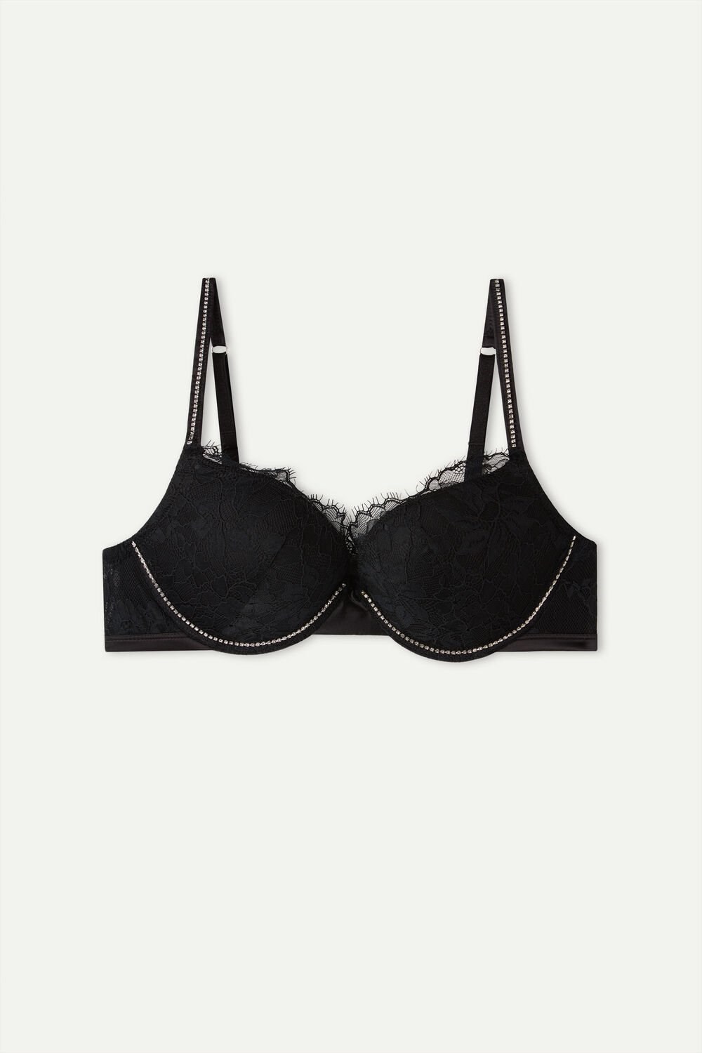 Black - 019 - Black Intimissimi Shine High Like Stars Elettra Super Push-up Bra | RBLXE9284