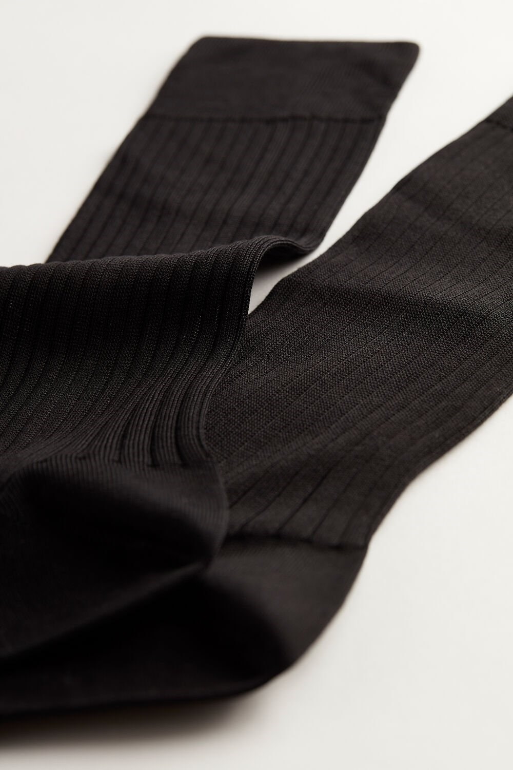 Black - 019 - Black Intimissimi Short Ribbed Egyptian Cotton Socks | KEZBY5874