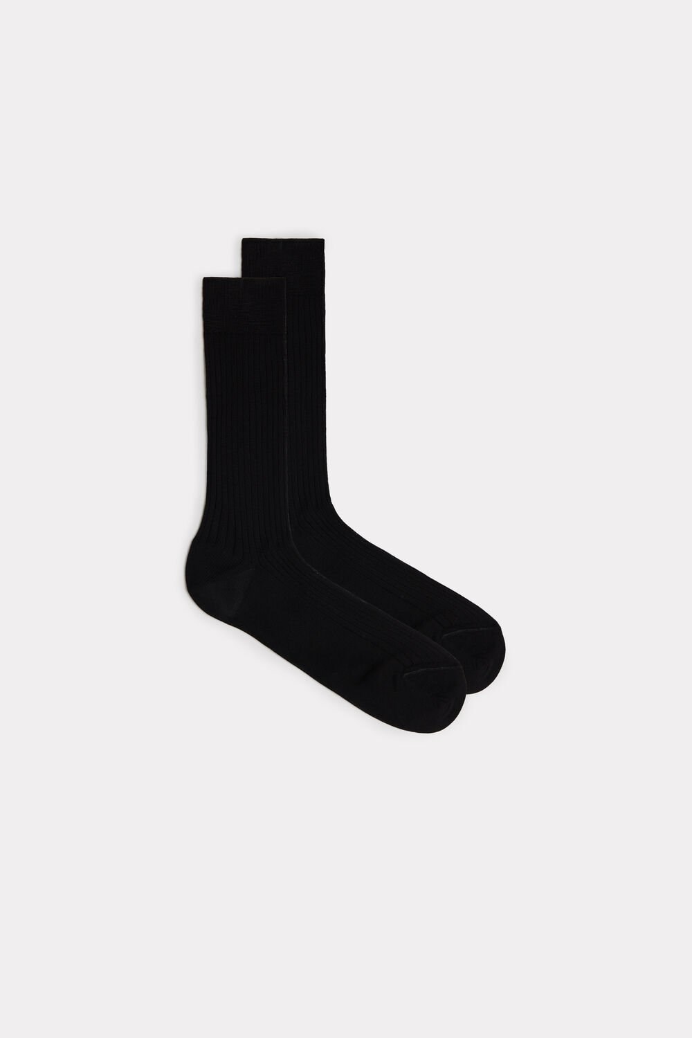 Black - 019 - Black Intimissimi Short Ribbed Egyptian Cotton Socks | KEZBY5874