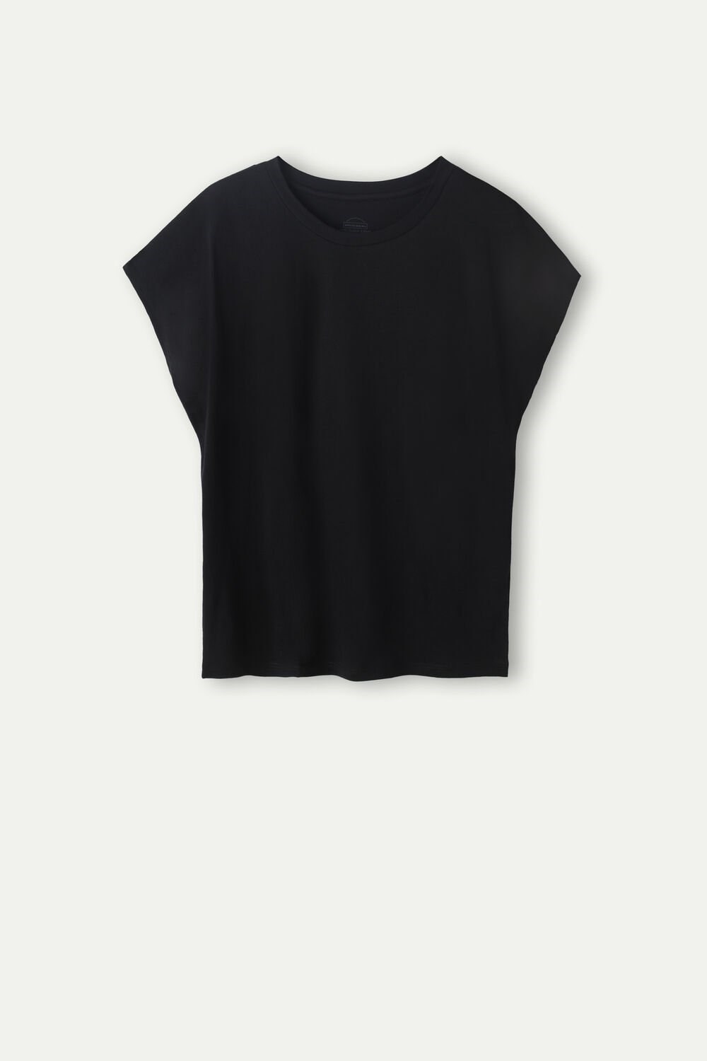 Black - 019 - Black Intimissimi Short Sleeve Crew Neck Top in Supima® Ultrafresh cotton | CVTJM4930