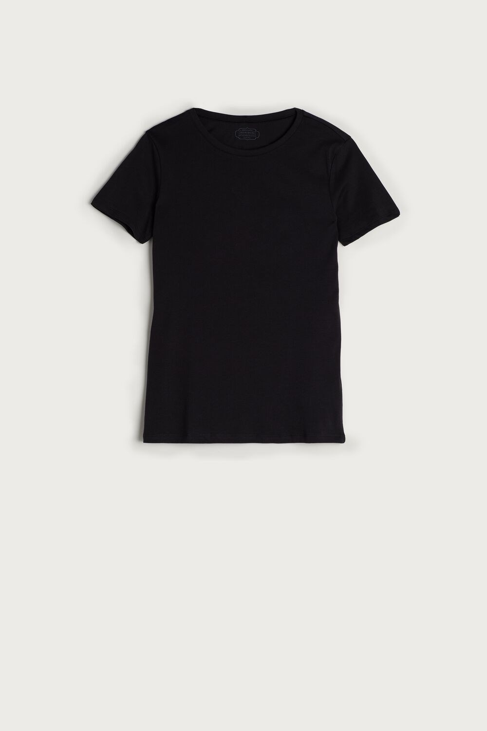 Black - 019 - Black Intimissimi Short-Sleeve T-shirt in Ultrafresh Supima® Cotton | FKLNC8371