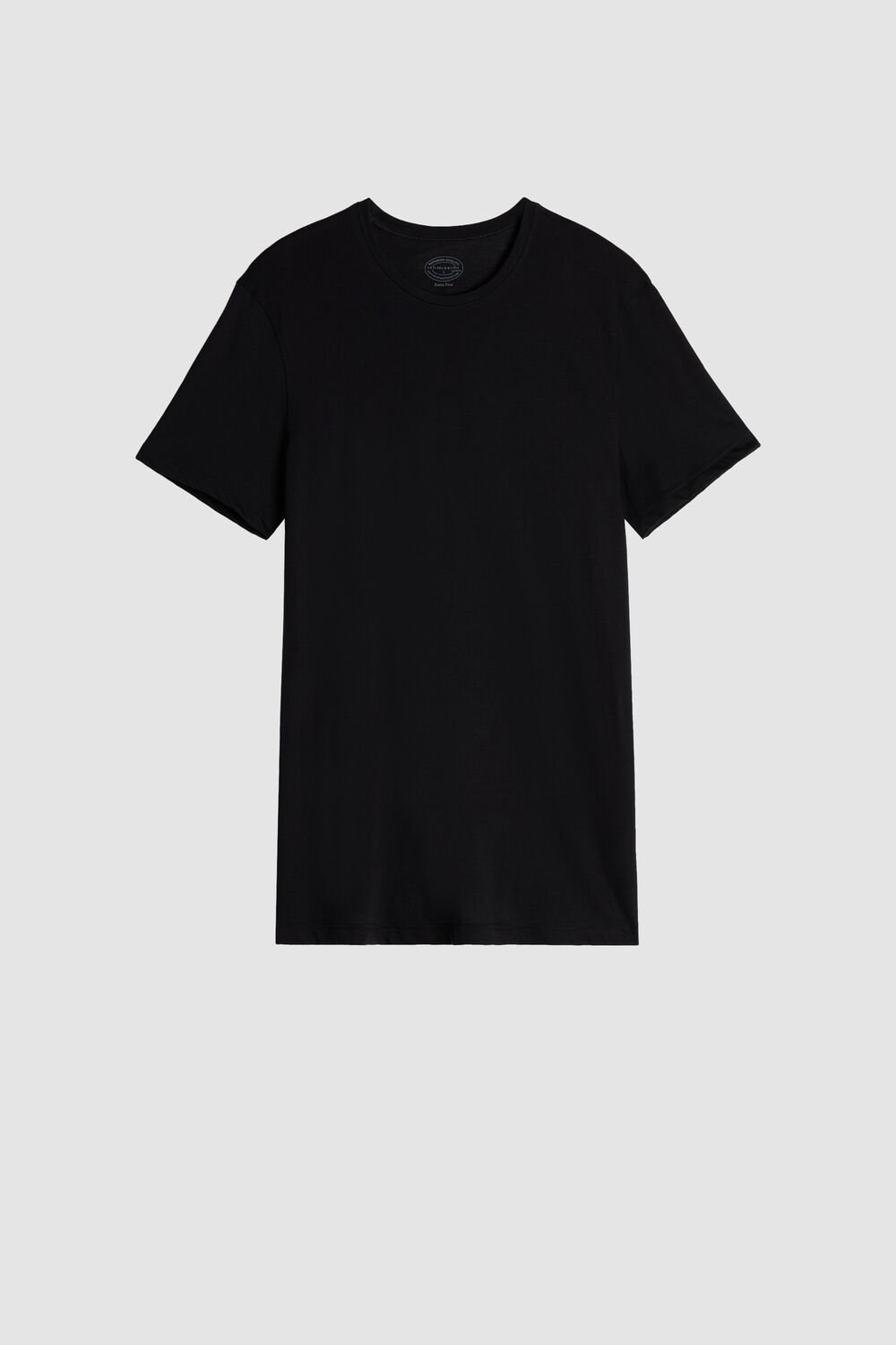 Black - 019 - Black Intimissimi Short-Sleeve Crew-Neck T-Shirt in Extra-Fine Supima® Cotton | ZTUGH2967