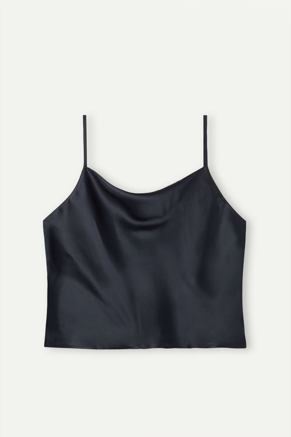 Black - 019 - Black Intimissimi Silk Crop Camisole | MOPQW2037