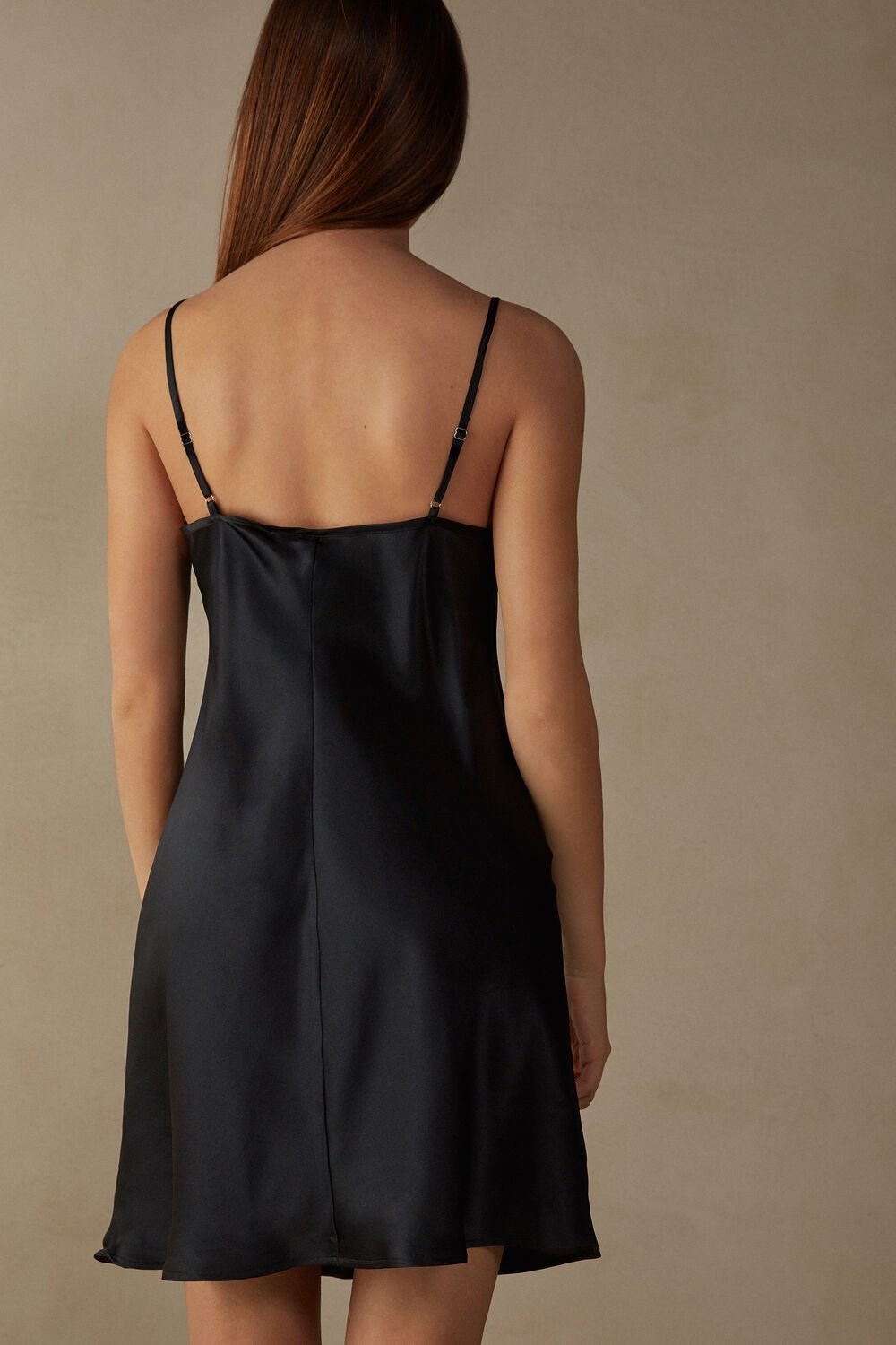 Black - 019 - Black Intimissimi Silk Slip | JYMUZ7542