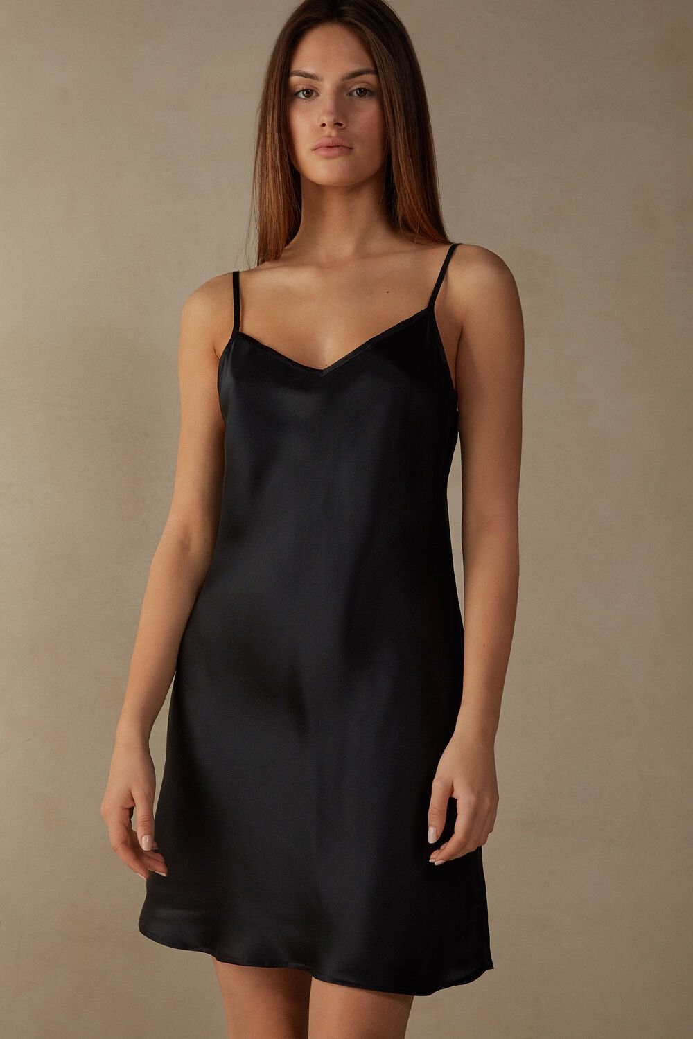 Black - 019 - Black Intimissimi Silk Slip | JYMUZ7542