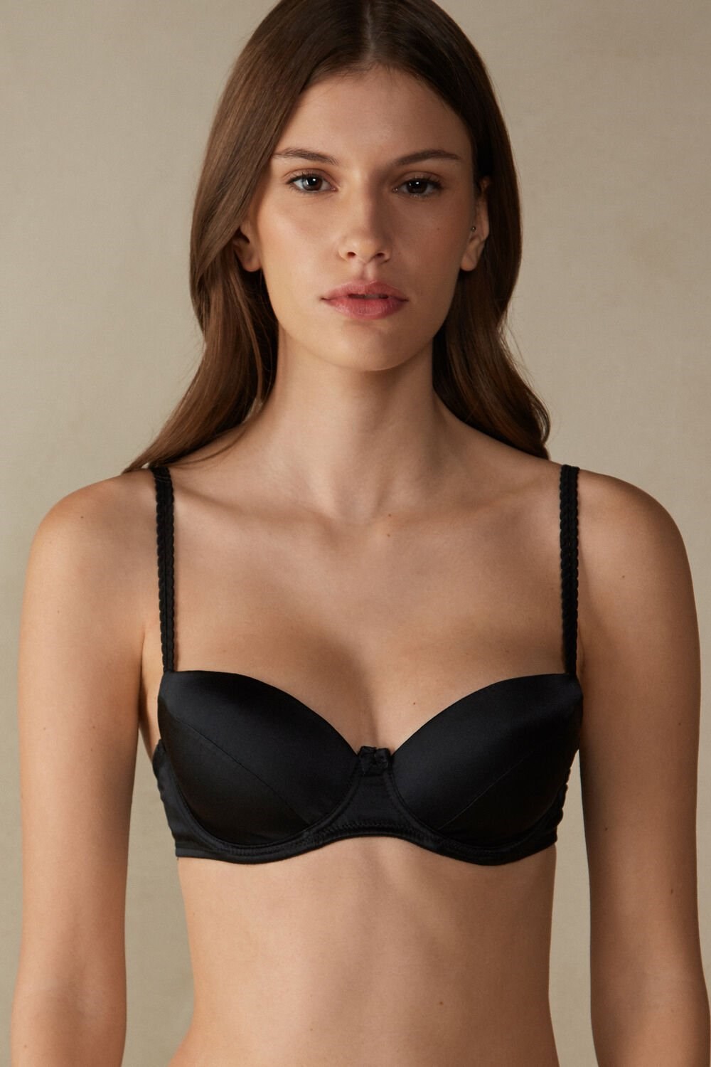 Black - 019 - Black Intimissimi Sofia Balconette Bra in Silk | ABLRD6815