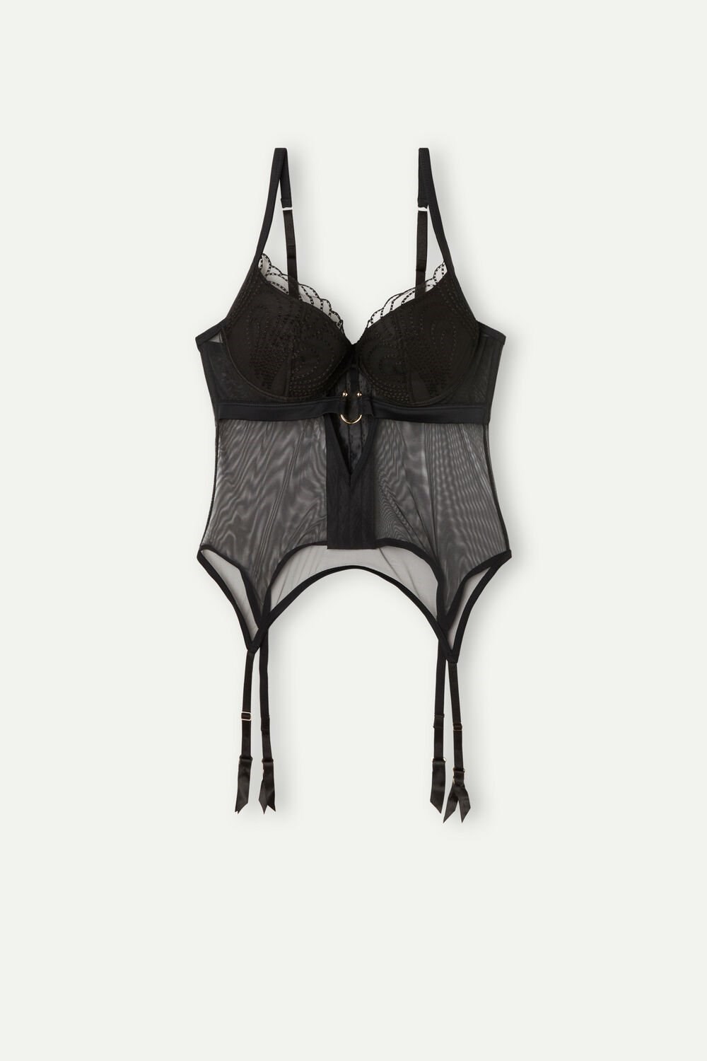 Black - 019 - Black Intimissimi Steal the Show Guipure Demi-Cup Bra | OVYZS9182