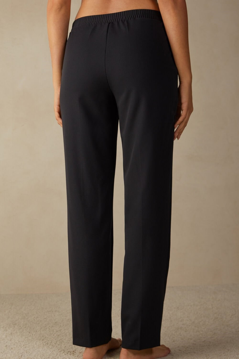 Black - 019 - Black Intimissimi Straight Cut Pants with Pockets | ROXAD6028